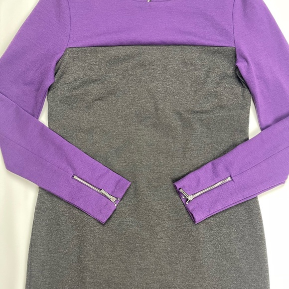Preloved MICHAEL Michael Kors Colorblock Purple Gray Longsleeves Dress Size 6 - Picture 9 of 9